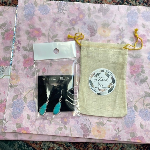 Sterling Silver Turquoise Stone High Grade Silver 925 earrings - Picture 13 of 17